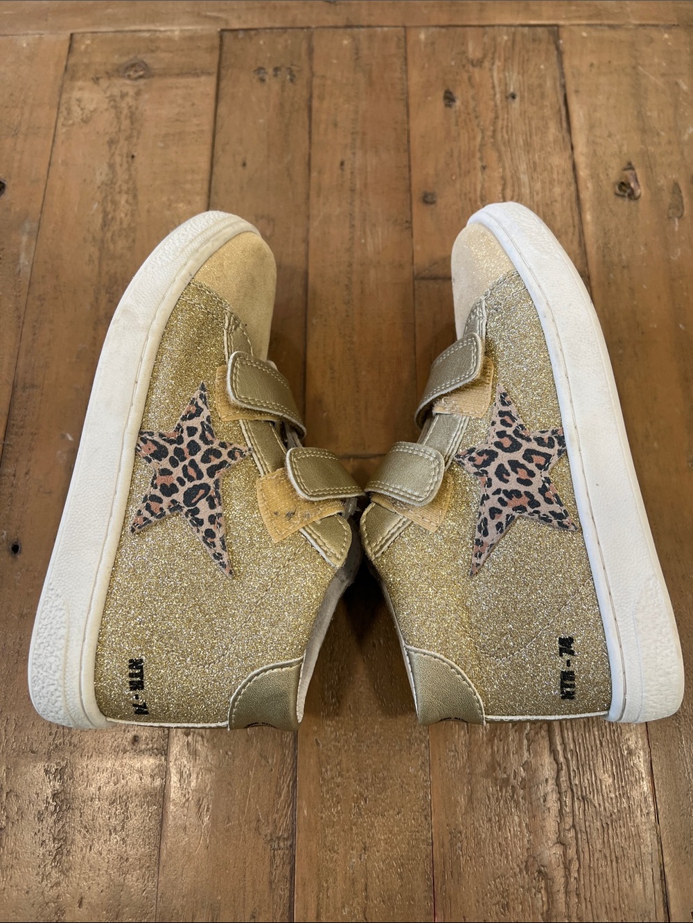 Naturino Pinn High top hook and loop Sneakers In Glitter Suede gold EU 29 US 11 - Picture 6 of 10